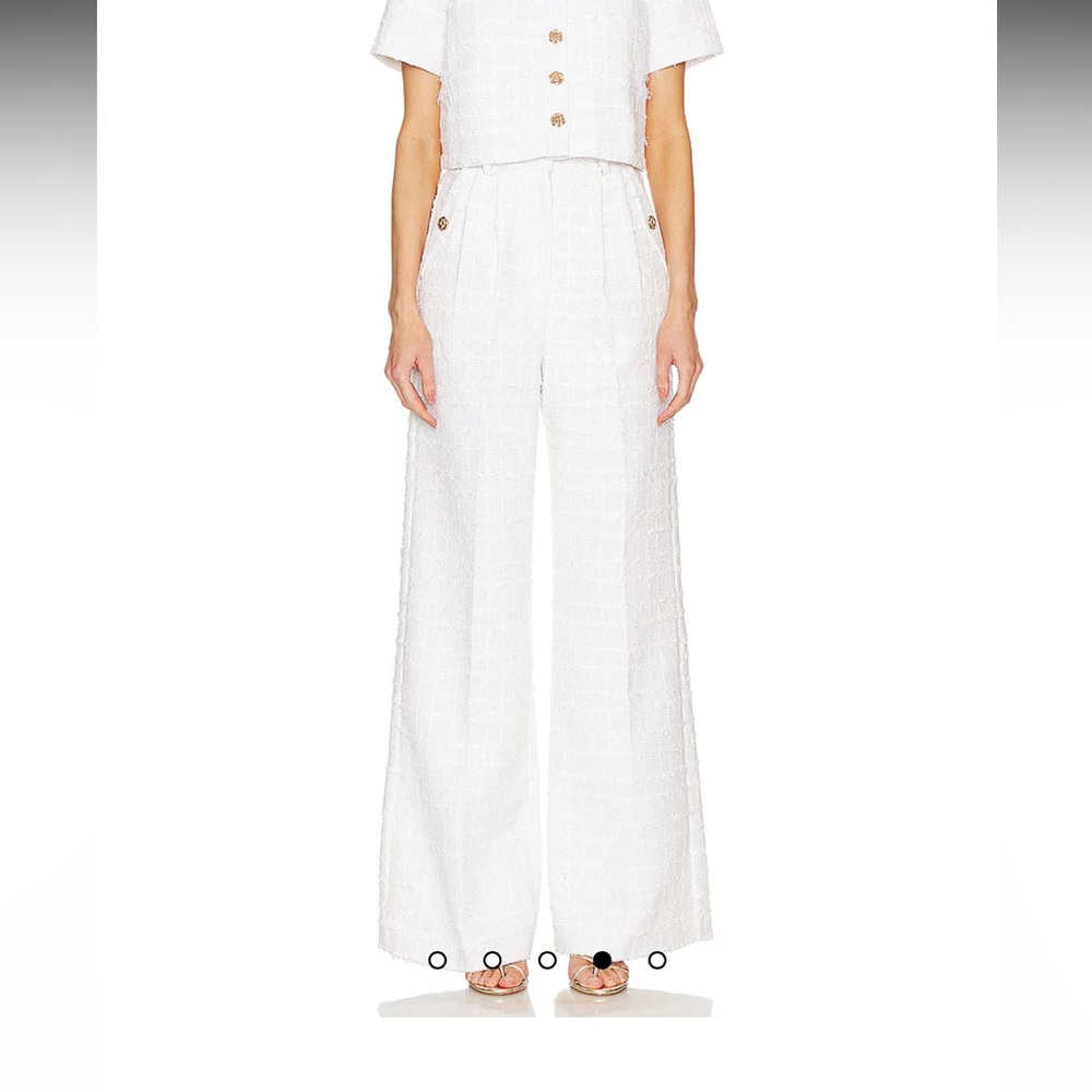 Amanda Uprichard Jane Pants in Kerrigan White Tweed Wide Leg Pants - Picture 3 of 12